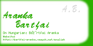 aranka bartfai business card